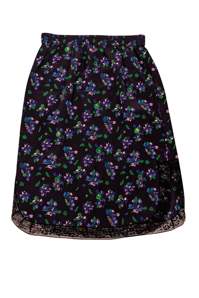 Zadig & Voltaire - Navy w/ Blue & Green Floral Print Slip Skirt Sz M