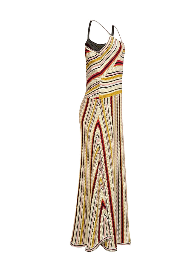 Zimmermann - Ivory, Red, Black, & Yellow Vitali Knit Sleeveless Maxi Dress Sz 12