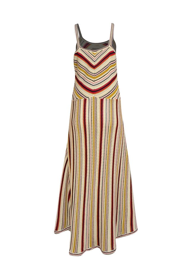 Zimmermann - Ivory, Red, Black, & Yellow Vitali Knit Sleeveless Maxi Dress Sz 12