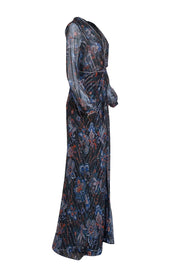 Veronica Beard - Black w/Multicolor Paisley Print Silk Floor Length Dress Sz 6 - Current Boutique