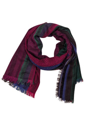 Yves Saint Laurent - Purple, Green, Navy, & Black Print Scarf