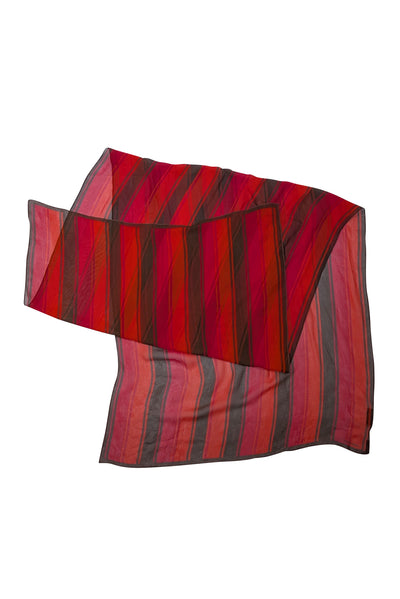 Giorgio Armani - Orange, Red, & Brown Stripe Silk Scarf