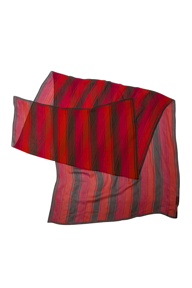 Giorgio Armani - Orange, Red, & Brown Stripe Silk Scarf