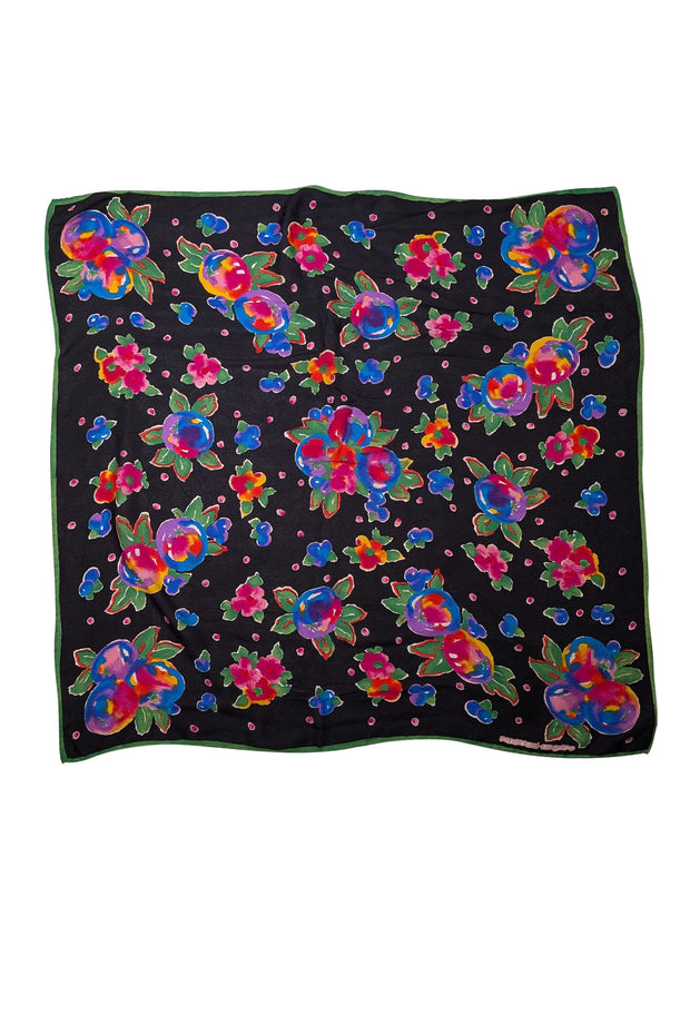 Emanuel Ungaro - Black & Multicolor Floral Silk Scarf