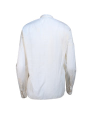 Givenchy - Cream & Black Print Button Front Top w/ Neck Tie Detail Sz 4 - Current Boutique