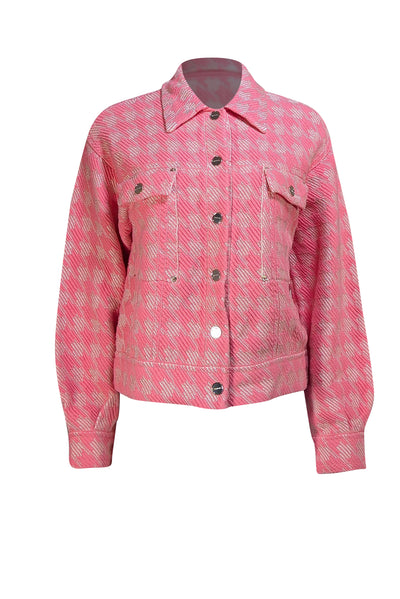 Sandro - Pink & White Print Snap Button Front Jacket Sz 6