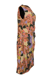 Dries Van Noten - Tan, Green, Lavender, & Peach Print Dress Sz 6 - Current Boutique