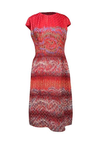 Peter Pilotto - Red Abstract Print Silk Dress Sz 10 - Current Boutique