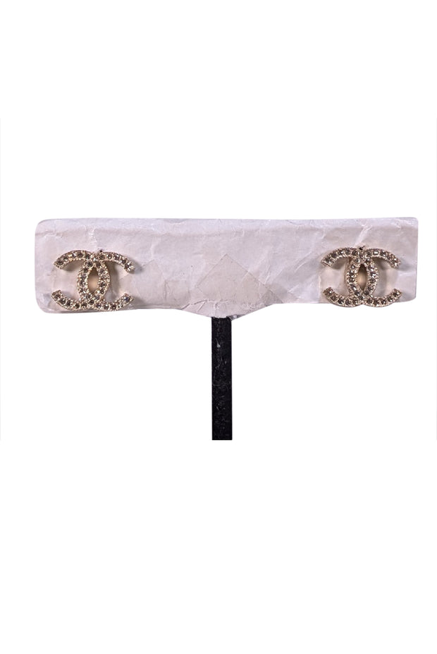 Chanel - Brushed Gold Jewel Logo Stud Earrings