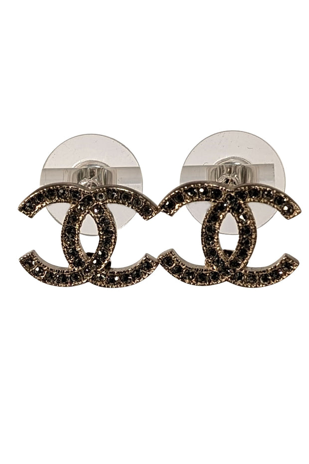 Chanel - Brushed Gold Jewel Logo Stud Earrings