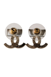 Chanel - Brushed Gold Jewel Logo Stud Earrings