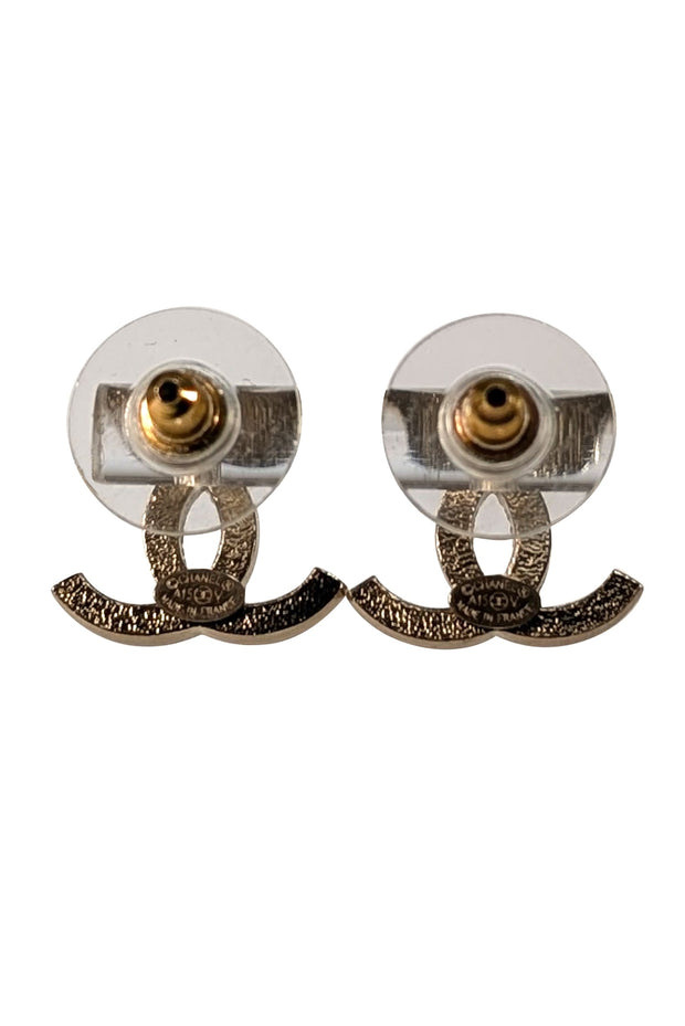 Chanel - Brushed Gold Jewel Logo Stud Earrings