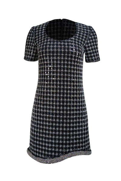 Simkhai - Black Beaded & Sequin Short Sleeve Mini Dress Sz 2