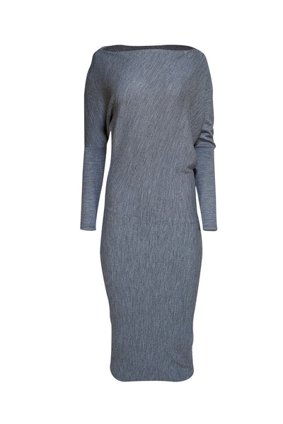 Reiss - Grey Wool Blend Asymmetrical Boatneck Dress Sz S - Current Boutique