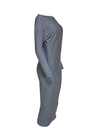 Reiss - Grey Wool Blend Asymmetrical Boatneck Dress Sz S - Current Boutique
