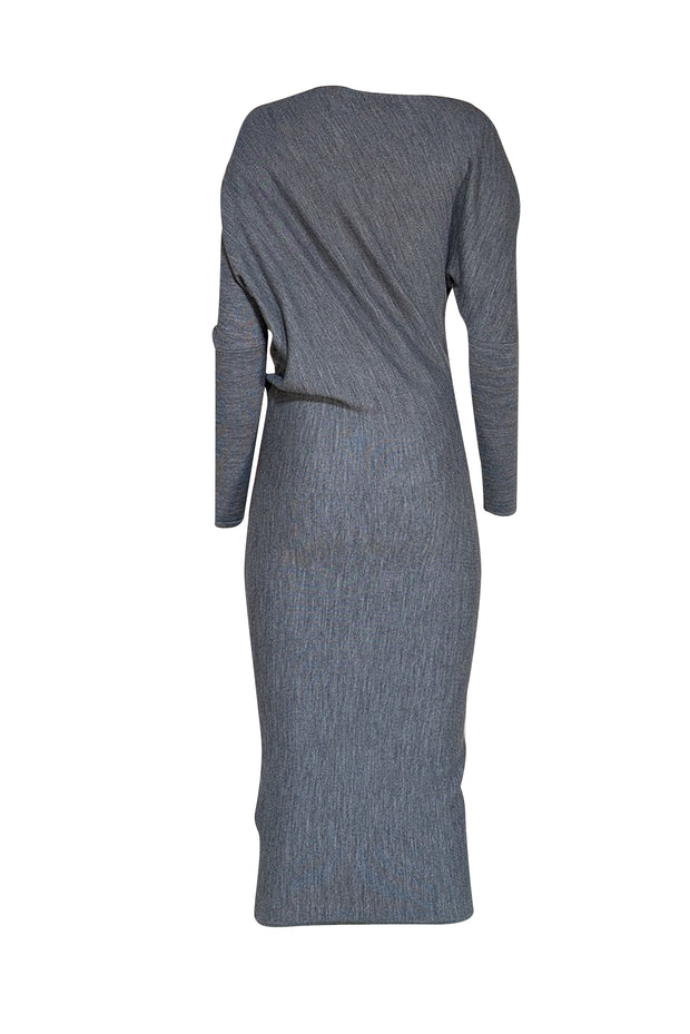 Reiss - Grey Wool Blend Asymmetrical Boatneck Dress Sz S - Current Boutique