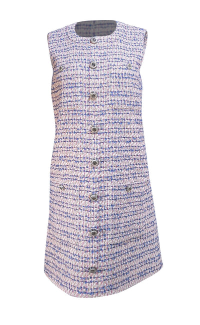 Veronica Beard - Pink, Blue, White, & Tan Tweed Sleeveless Dress Sz 4 - Current Boutique