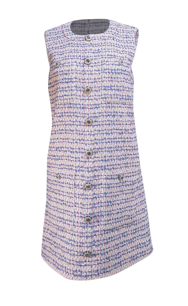 Veronica Beard - Pink, Blue, White, & Tan Tweed Sleeveless Dress Sz 4 - Current Boutique