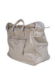 Balenciaga - Light Grey Leather Large City Shoulder Bag