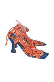 Miista - Orange Rope Gladiator Square Toe Strappy Heels Sz 8 - Current Boutique
