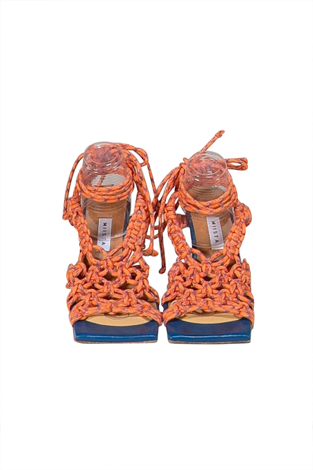 Miista - Orange Rope Gladiator Square Toe Strappy Heels Sz 8 - Current Boutique