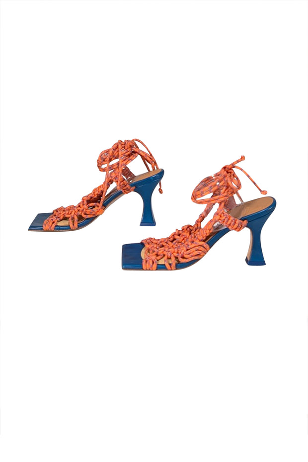Miista - Orange Rope Gladiator Square Toe Strappy Heels Sz 8 - Current Boutique