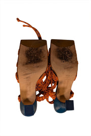Miista - Orange Rope Gladiator Square Toe Strappy Heels Sz 8 - Current Boutique