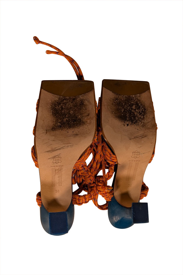 Miista - Orange Rope Gladiator Square Toe Strappy Heels Sz 8 - Current Boutique