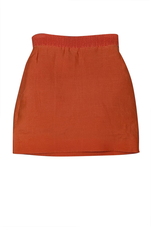 Chloe - Orange Stretch Waist Mini Skirt Sz 2 - Current Boutique