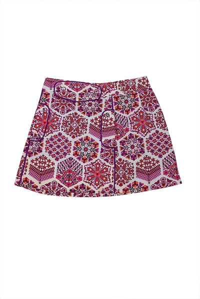 Gucci - Ivory, Pink & Purple Print Mini Skirt Sz 2 - Current Boutique