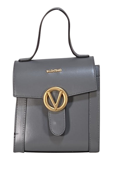 Valentino by Mario Valentino - Grey Leather & Suede Top Handle Bag - Current Boutique