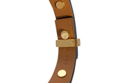 Hermes - Black Leather Gold Studded Trim Bracelet