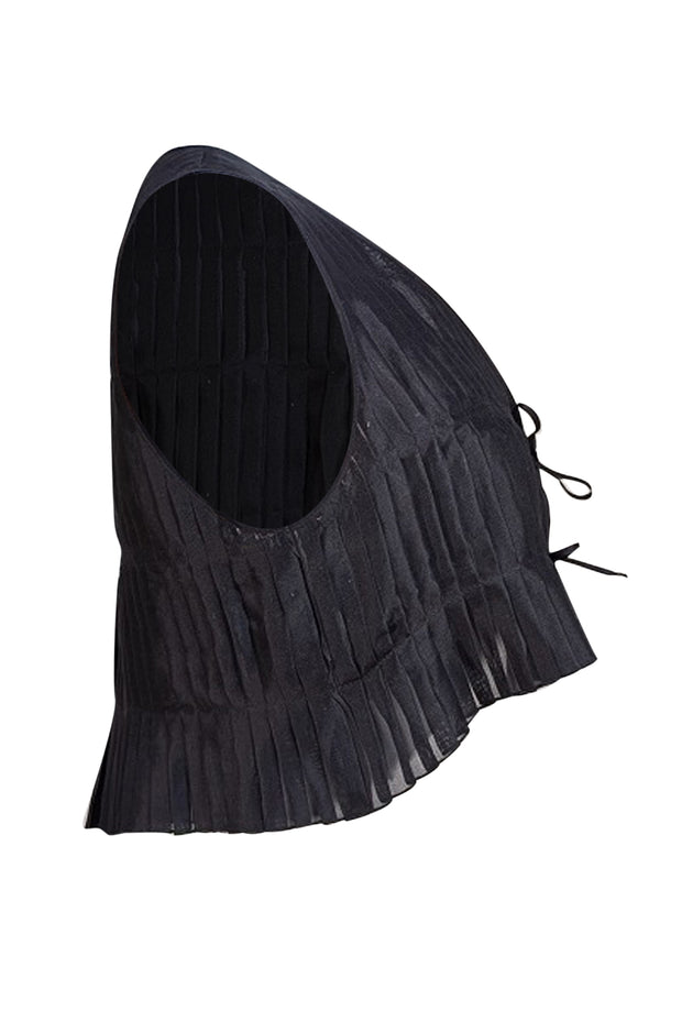 Emporio Armani - Black Silk Pleated Tie Front Top Sz 8 - Current Boutique