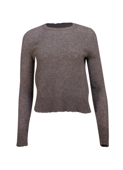 Autumn Cashmere - Mocha Brown Distressed Cashmere Blend Sweater Sz M - Current Boutique