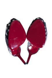 Christian Louboutin - Black & Cream Print Peep Toe Pumps Sz 10