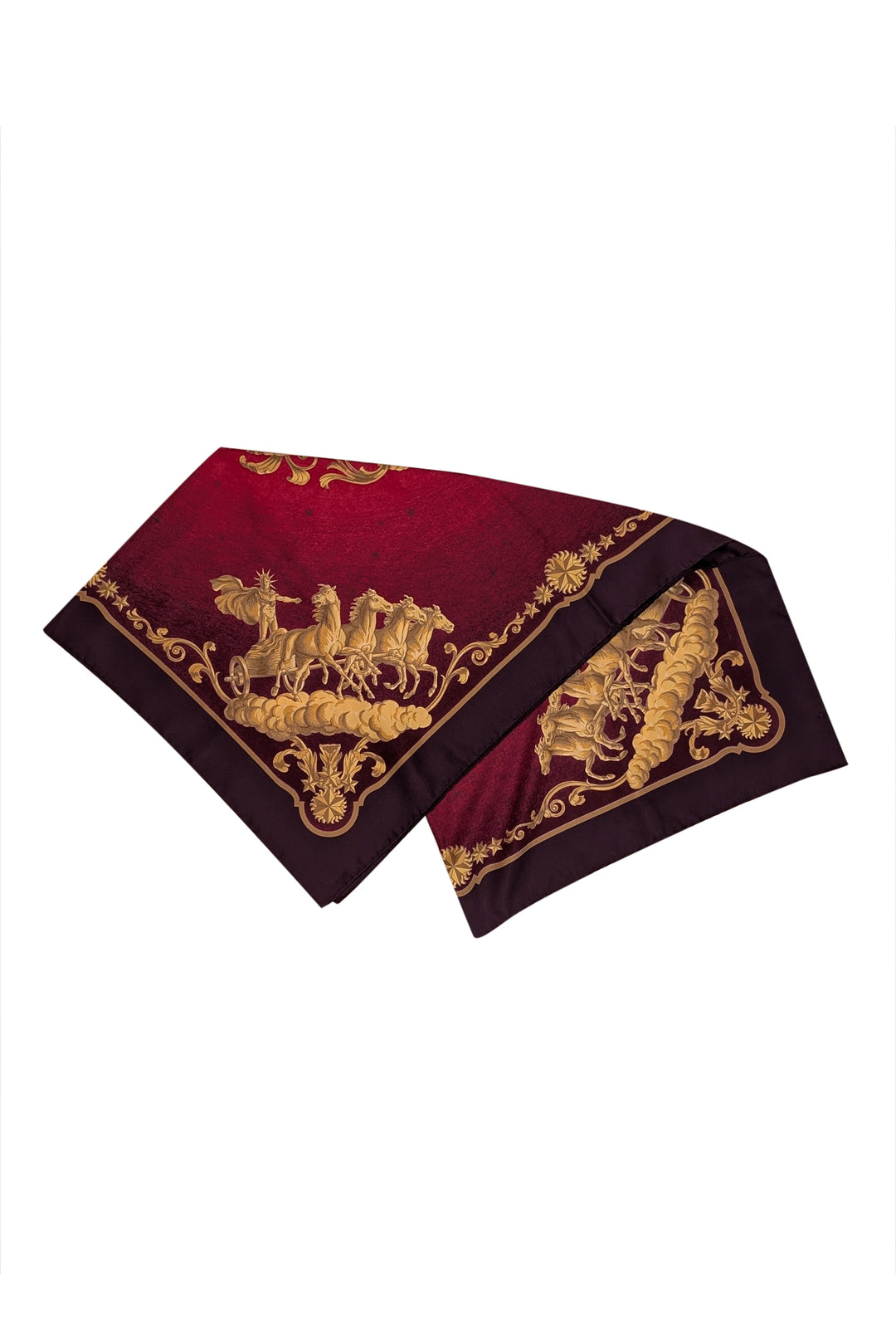 Hermes - Purple, Red, & Gold Horse Print Silk Scarf