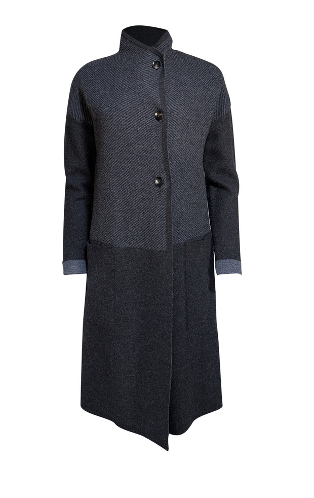 Poetry - Grey & Black Striped Oversized Cardigan Sz 4 - Current Boutique