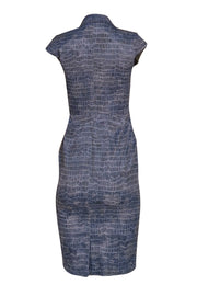 Max Mara - Blue Croc W/ Floral Embroidery Pencil Dress Sz 2 - Current Boutique