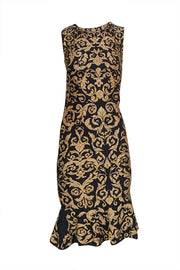 Moschino - Black & Gold Print Fantasia Knit Dress Sz 4 - Current Boutique
