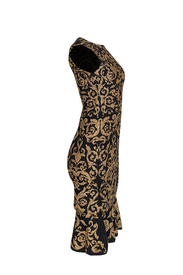 Moschino - Black & Gold Print Fantasia Knit Dress Sz 4 Moschino - Black & Gold Print Fantasia Knit Dress Sz 4