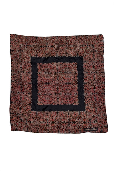 Christian Dior - Navy & Red Print Silk Scarf - Current Boutique