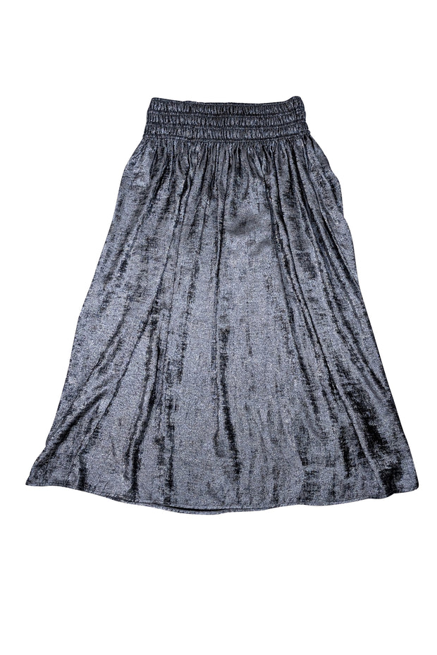 The Great - Silver Metallic Midi Skirt Sz L