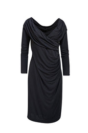 St. John Couture - Black Draped Neckline Dress Sz 8