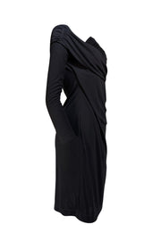 St. John Couture - Black Draped Neckline Dress Sz 8