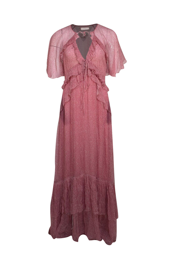doen floral maxi dress Size L 常规款 grazing A size:2 Cynthia Rowley Lace-Trimmed Silk