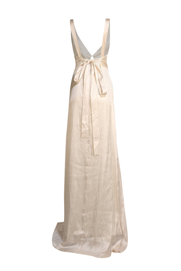 BCBG Max Azria - Ivory Satin Sleeveless Cowl Neck Formal Dress Sz 4 BCBG Max Azria - Ivory Satin Sleeveless Cowl Neck Formal Dress Sz 4