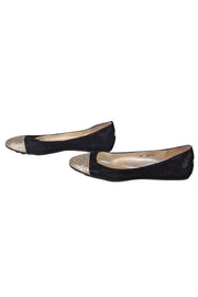 Jimmy Choo - Black Suede Gold Glitter Toe Flats Sz 9