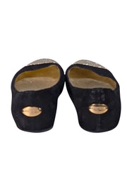 Jimmy Choo - Black Suede Gold Glitter Toe Flats Sz 9