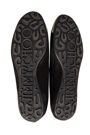 Jimmy Choo - Black Suede Gold Glitter Toe Flats Sz 9