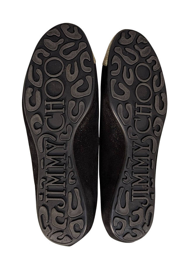 Jimmy Choo - Black Suede Gold Glitter Toe Flats Sz 9